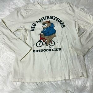 Primark Youth Boys Size 7-8 Years Cream Long Sleeve Adventure Tee